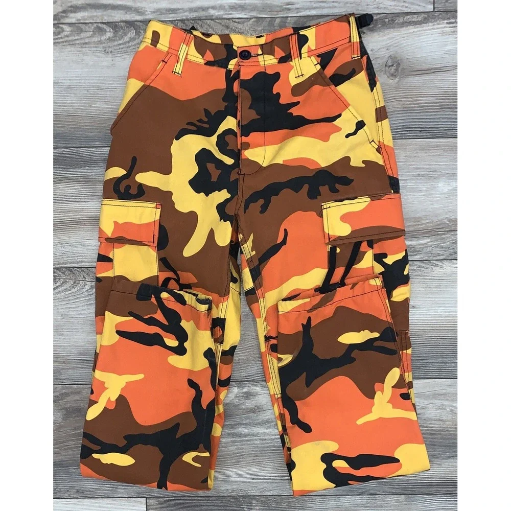 MENS ORANGE‎ CAMO ROTHCO Military B.D.U. Cargo Pants - X-Small